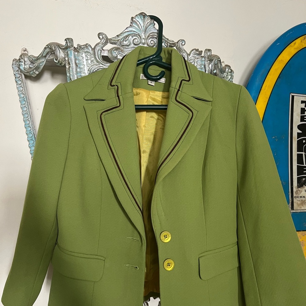 Chic Olive Blazer with Black Accents